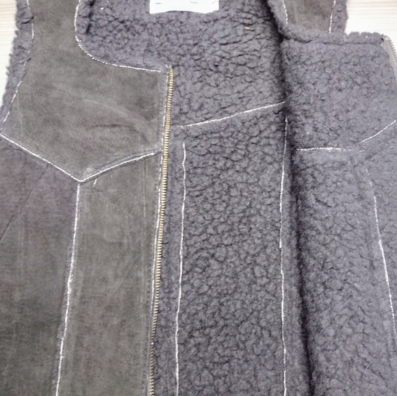 Dave J Genuine Leather Vest w/Sherpa Lining & Trim Black Zip Closure Womans XS - Picture 8 of 8